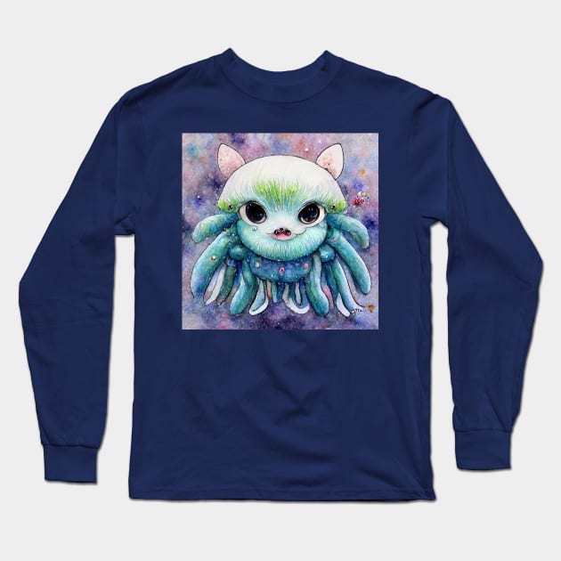 Funny cute sea critter - jellyfish monster Long Sleeve T-Shirt by Fluffypunk